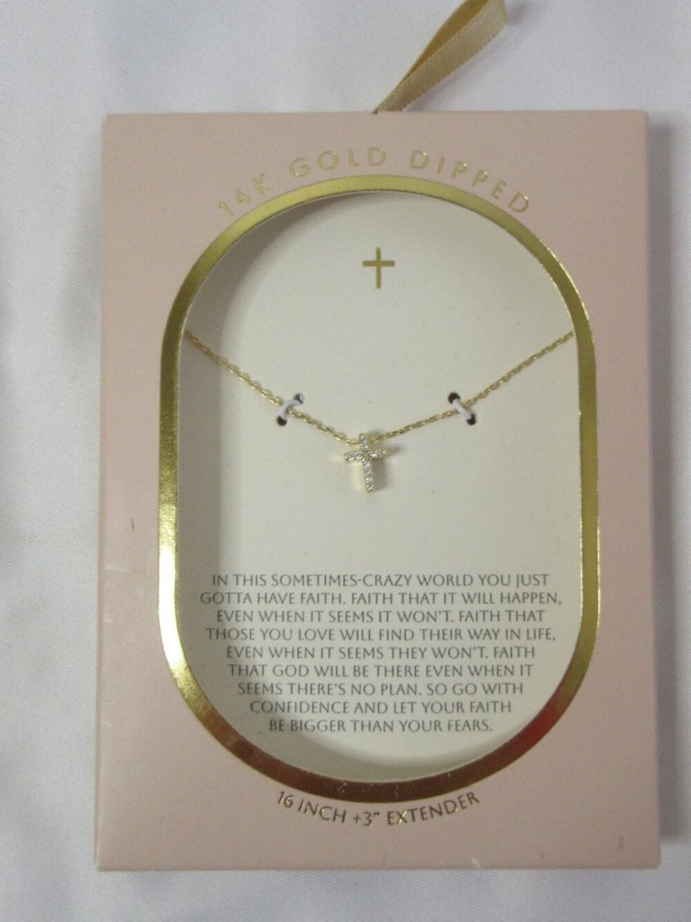 Gold Cross Necklace Target Tiny Pendant Faith 14K Dipped 16" CZ NWT
